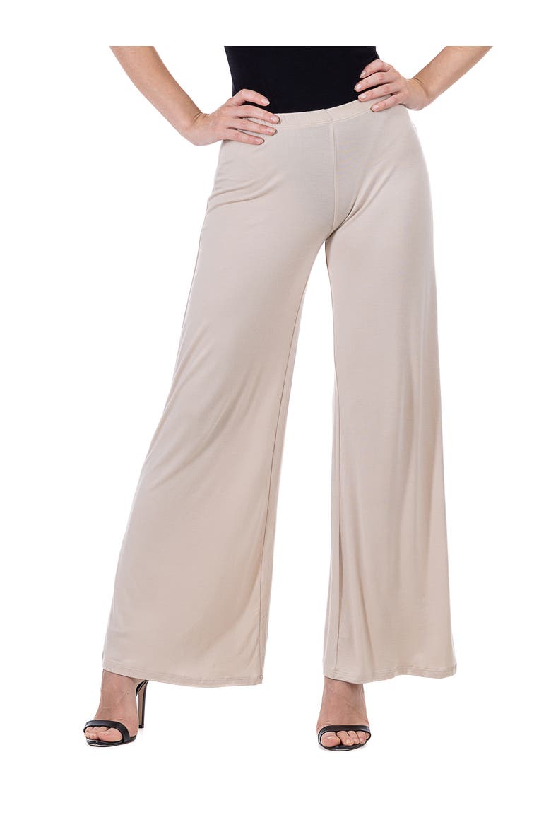 Petites Comfortable Solid Color Palazzo Pants, Main, color, Nude