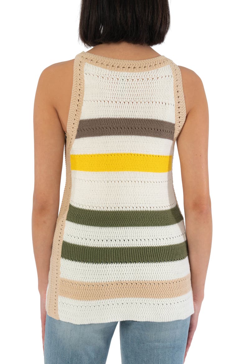 KUT from the Kloth Nour Stripe Crochet Tank, Alternate, color, WHITE/ YELLOW/ OLIVE