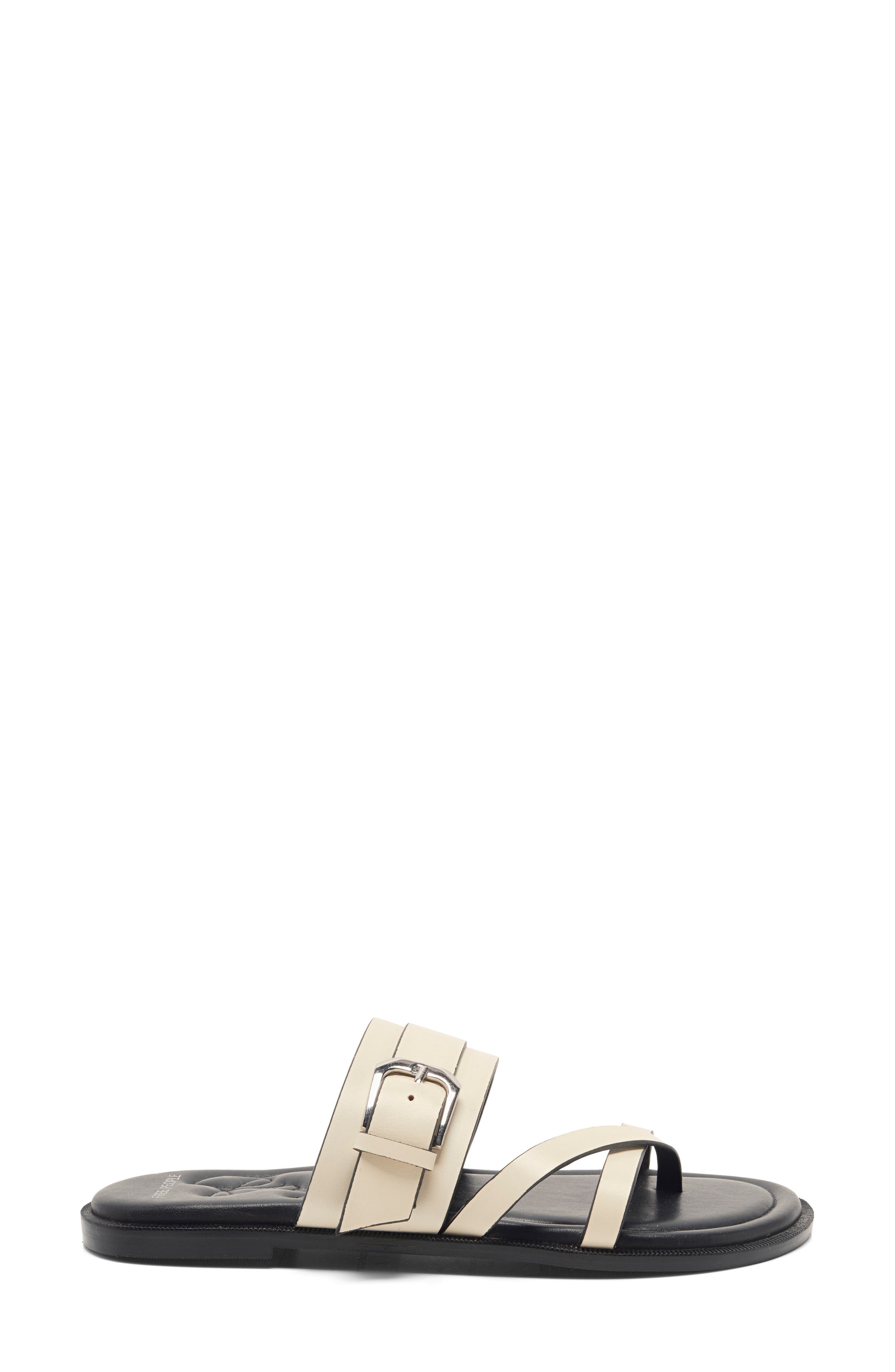 Belted Cross Strap Slide Sandal, Alternate, color, BONE LEATHER
