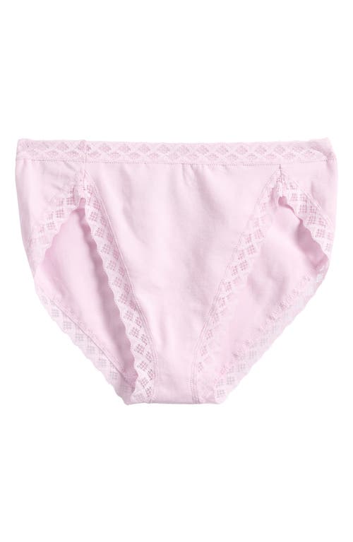 Natori Bliss Lace-trim Cotton French-cut Brief Underwear 152058 In Pink