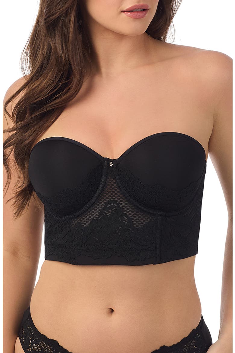 Lace Allure Underwire Bustier, Alternate, color, BLACK
