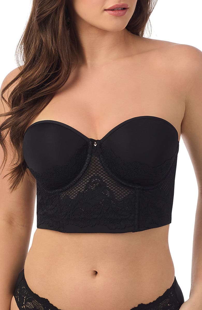 Le Mystère Lace Allure Underwire Bustier, Alternate, color, Black