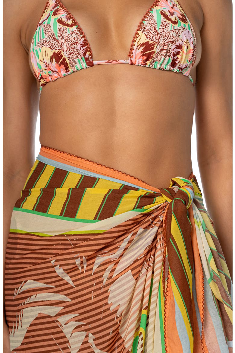 Tropical Escape Isla Pareo Cover-Up, Alternate, color, BROWN
