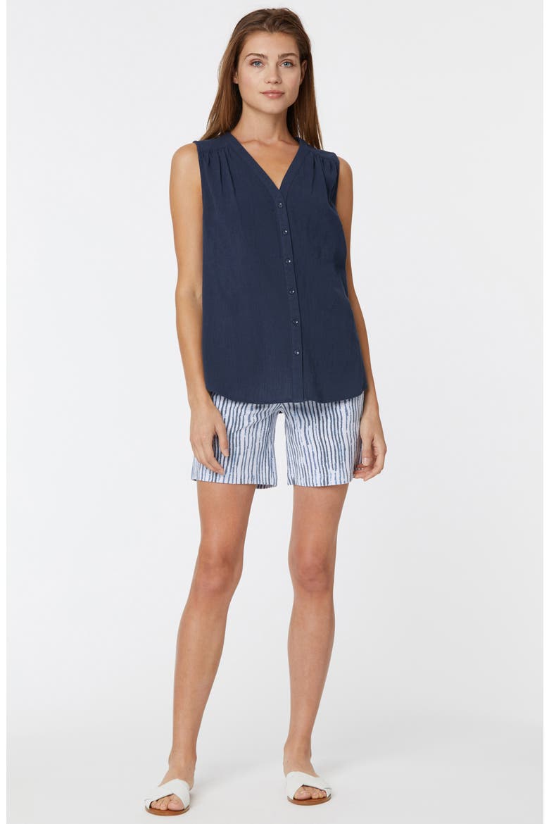 Smocked Detail Gauze Tunic, Alternate, color, OXFORD NAVY