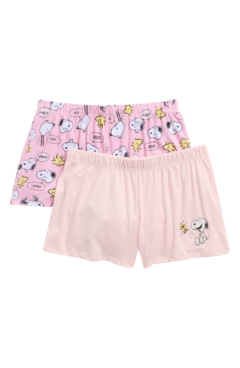 PEANUTS <sup>®</sup> 2-Pack Assorted Pajama Shorts, Main, color, Pink