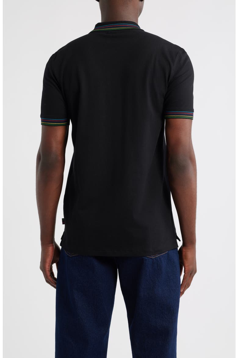 Tipped Stretch Cotton Polo, Alternate, color, BLACK
