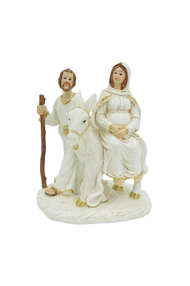 Medium Resin Pregnant Mary on Donkey Nativity Figurine, Main, color, Multicolored