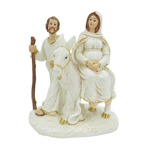 Medium Resin Pregnant Mary on Donkey Nativity Figurine