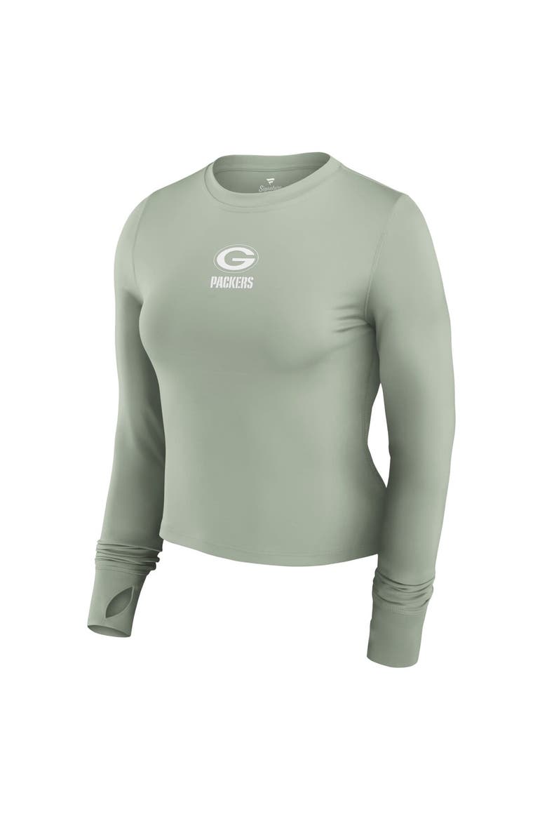 Women's Fanatics Green Green Bay Packers Studio Fitted Long Sleeve Gym Top, Alternate, color, Green