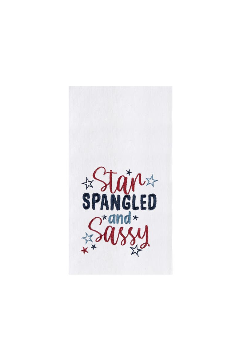 Star Spangled And Sassy 4th of July Kitchen Towel, Main, color, White