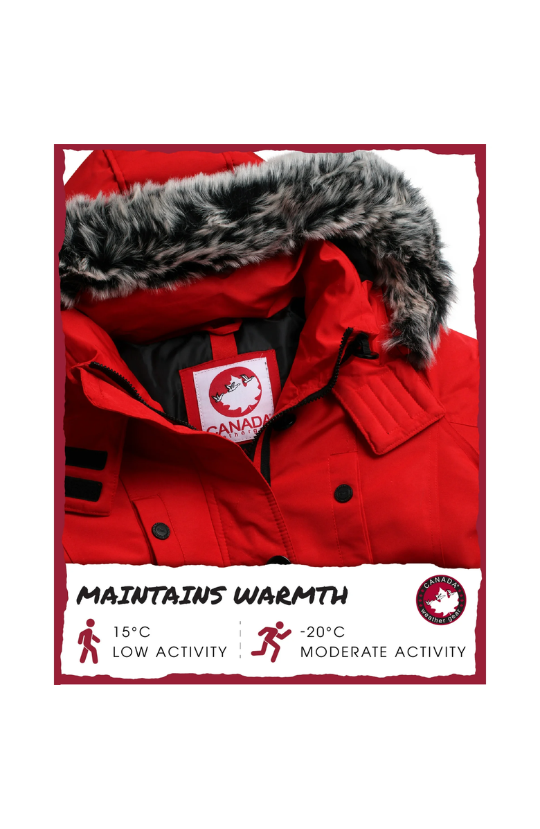 CANADA WEATHER GEAR Women's Long Winter Jacket, Alternate, color, Red