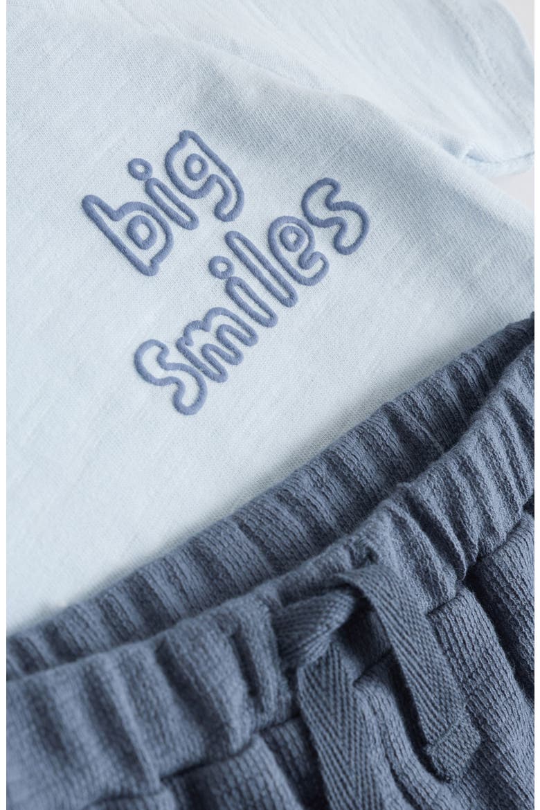 6-Pack Slogan Graphic T-Shirts & Assorted Shorts Set, Alternate, color, BLUE