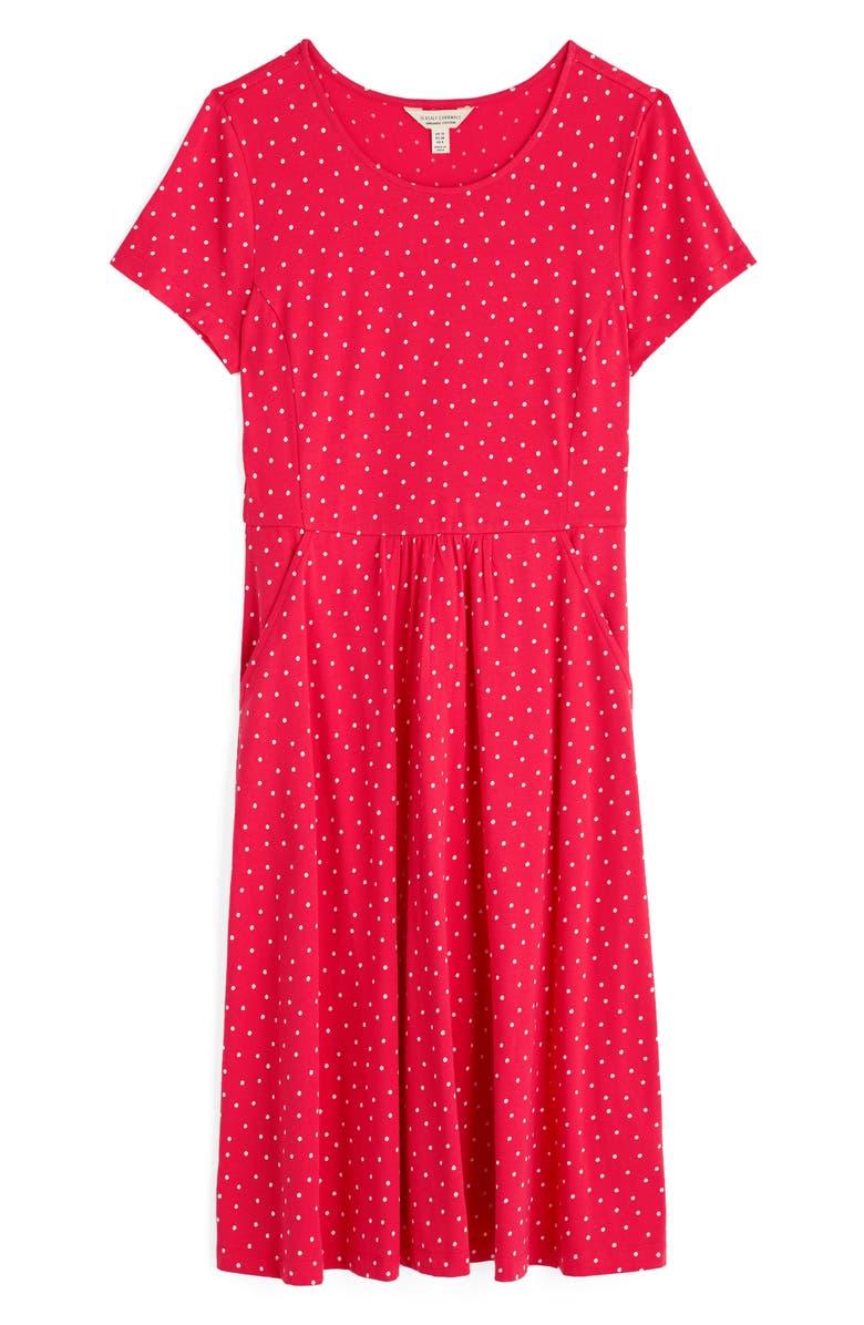 Seasalt Cornwall April Polka Dot Jersey Dress, Alternate, color, Rustic Spot Raspberry