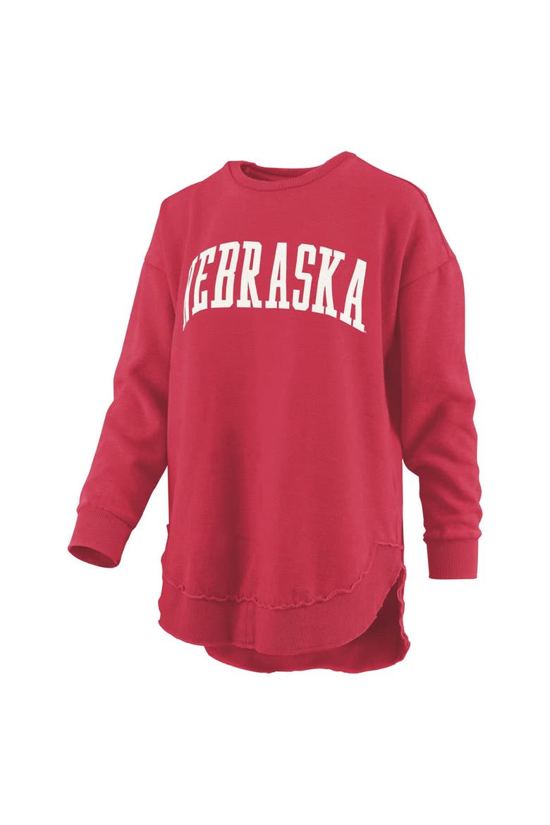 Women's Pressbox  Scarlet Nebraska Huskers Melange Poncho Vintage Fleece Long Sleeve Pullover Sweatshirt, Alternate, color, Scarlet