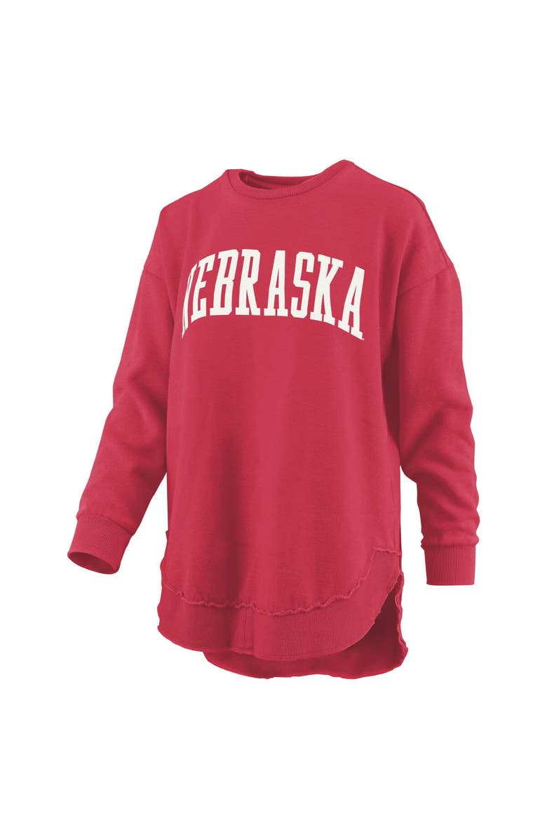 PRESSBOX Women's Pressbox  Scarlet Nebraska Huskers Melange Poncho Vintage Fleece Long Sleeve Pullover Sweatshirt, Alternate, color, Scarlet
