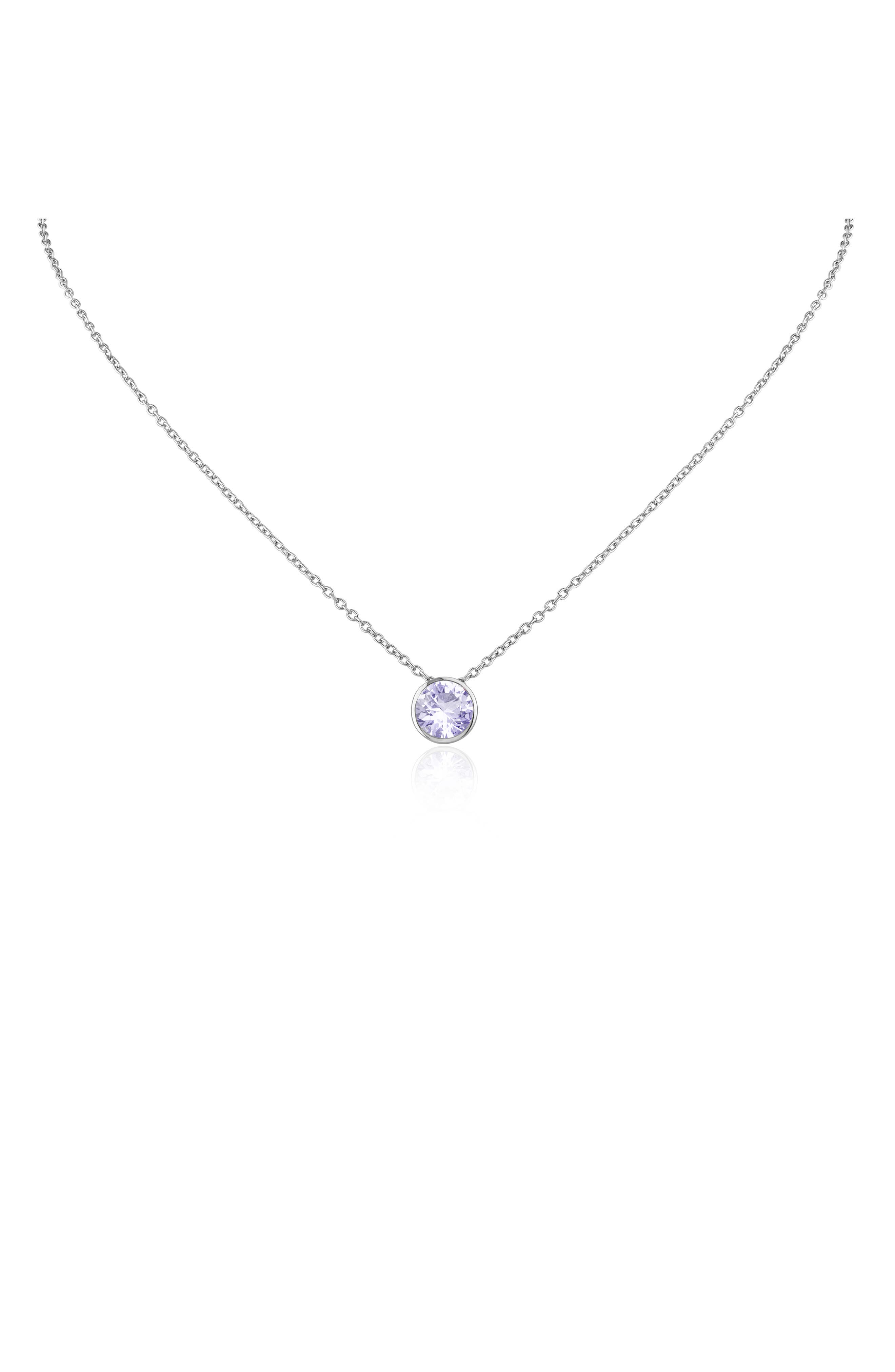 Birthstone Cubic Zirconia Bezel Pendant Necklace