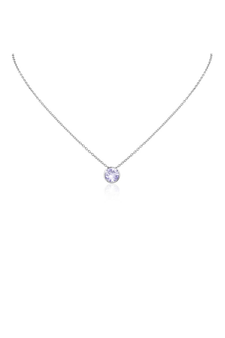 Birthstone Cubic Zirconia Bezel Pendant Necklace, Main, color, ALEXANDRITE/ SILVER