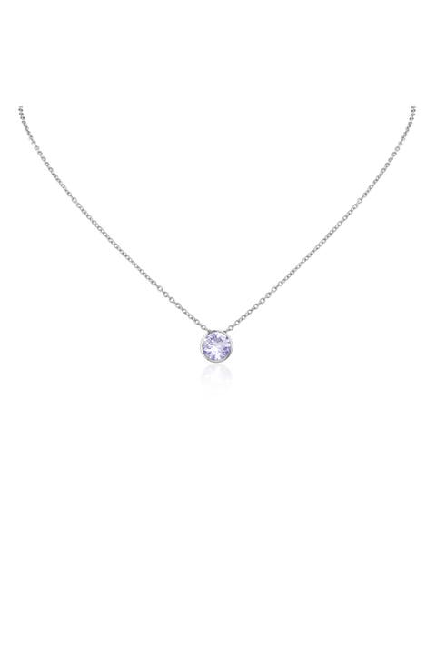 Birthstone Cubic Zirconia Bezel Pendant Necklace
