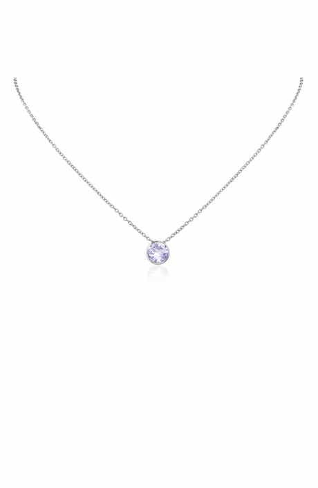 Birthstone Cubic Zirconia Bezel Pendant Necklace