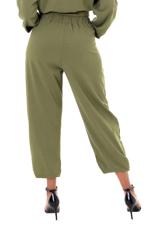 Dai Moda Crop Barrel Leg Pants In Green