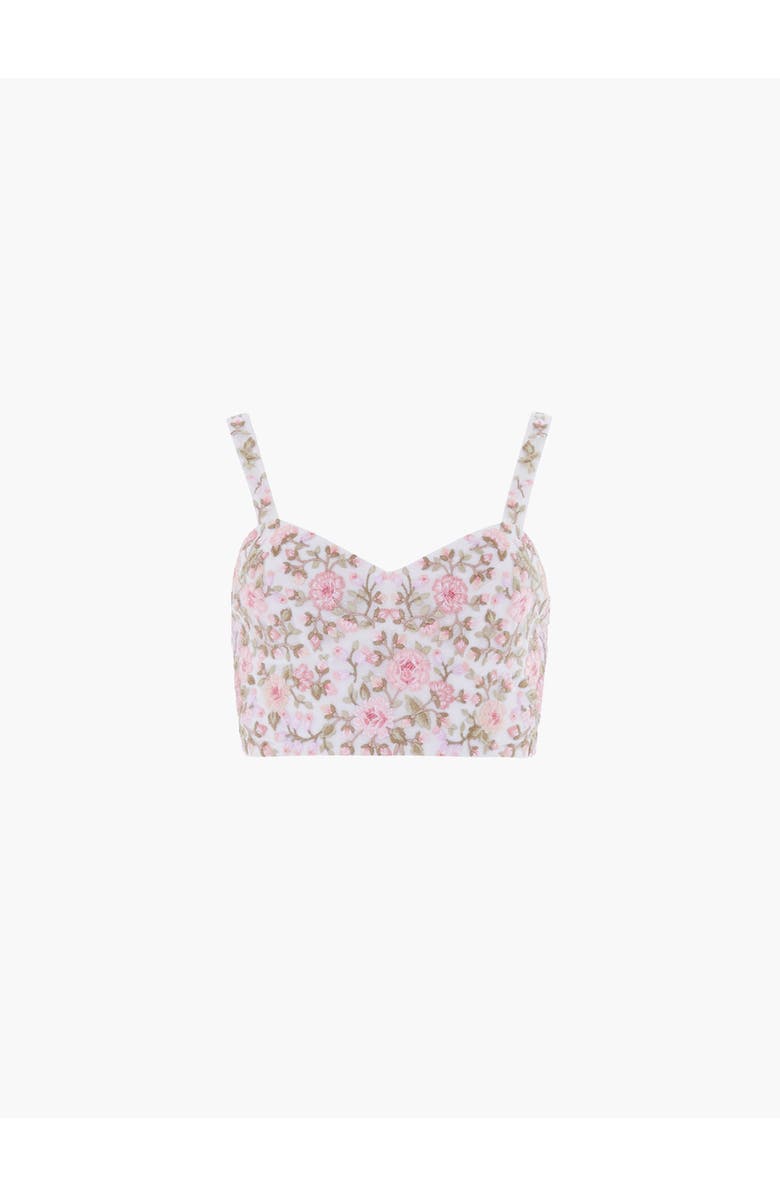 Needle & Thread Eden Rose Sweetheart Crop Top, Alternate, color, Swan White/Multi