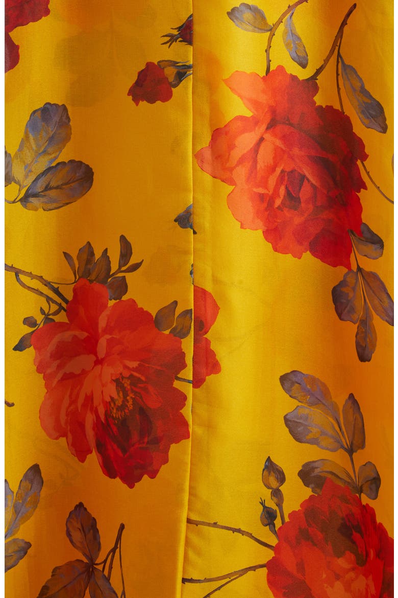 Rose Print Strapless Silk Organza Gown, Alternate, color, SAFFRON MULTI