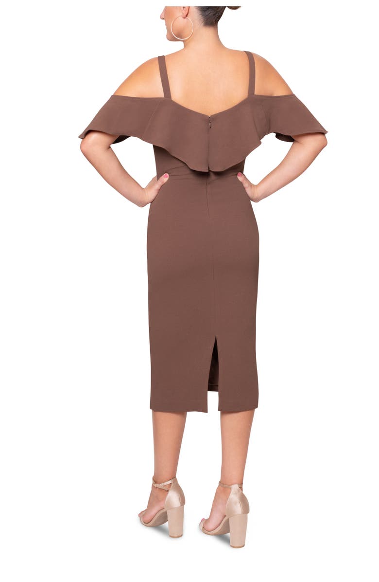 RACHEL Rachel Roy Marcella Off the Shoulder Ruffle Midi Dress, Alternate, color, Mocha