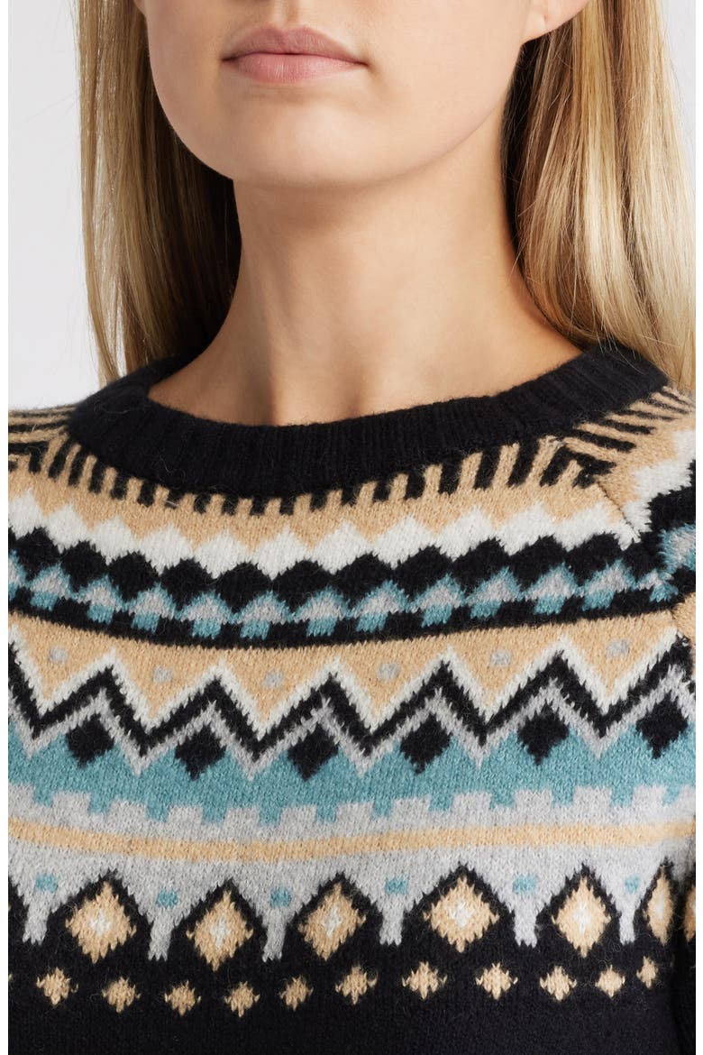 Fair Isle Crewneck Pullover Sweater, Alternate, color, BLACK- BLUE FAIRISLE