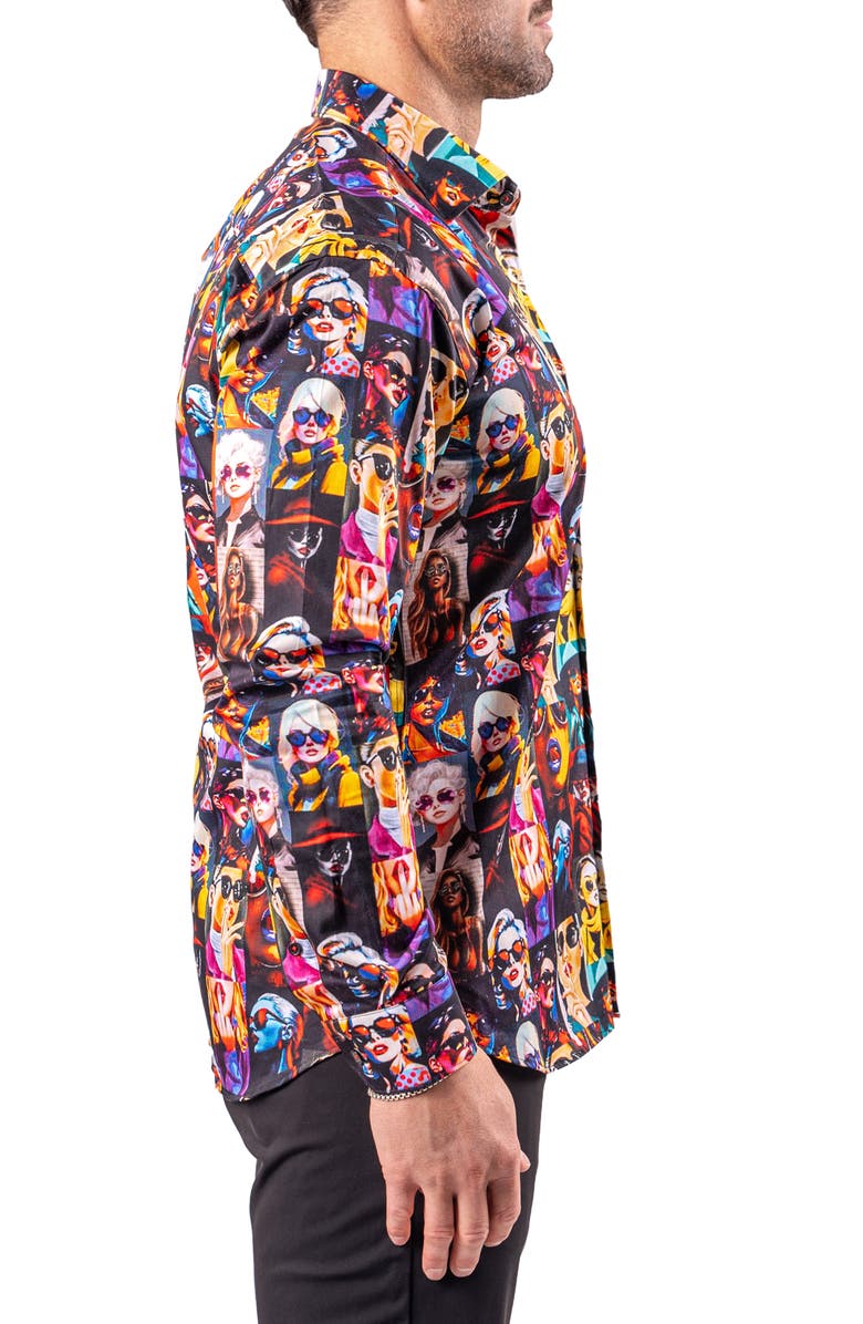 Maceoo Fibonacci Resistance Contemporary Fit Button-Up Shirt, Alternate, color, Black