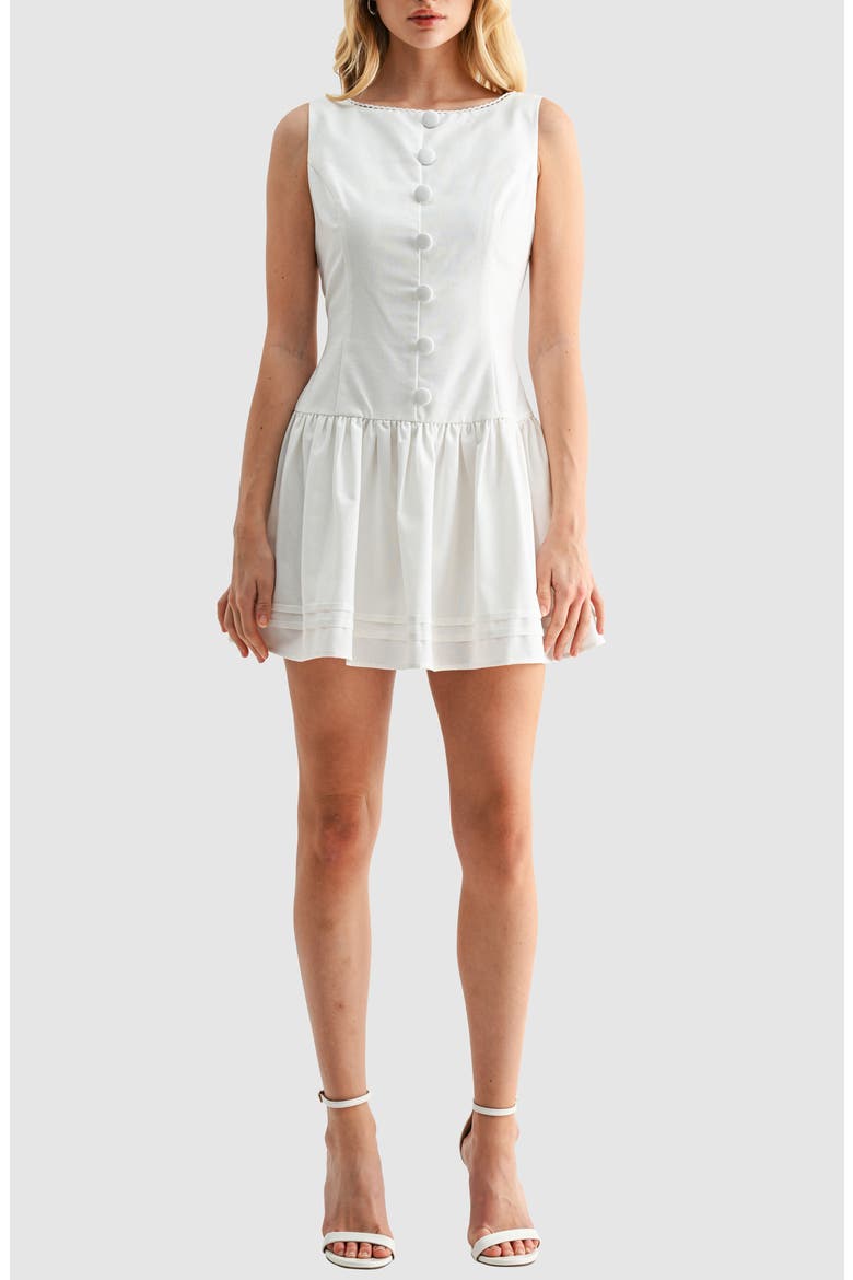 Covered Button Fit and Flare Minidress, Main, color, IVORY