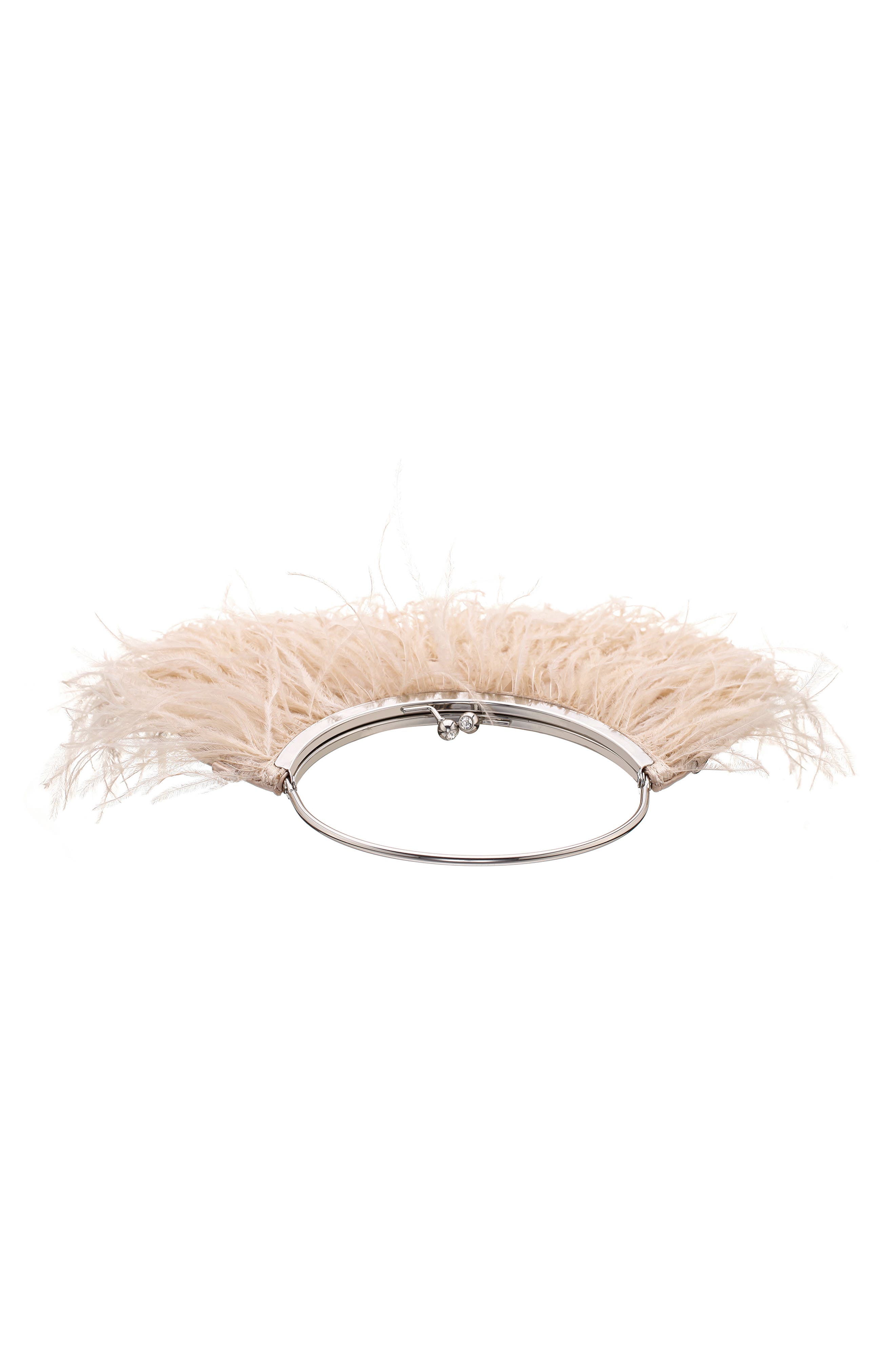 Splash Feather Handbag, Alternate, color, PEARL ROSE