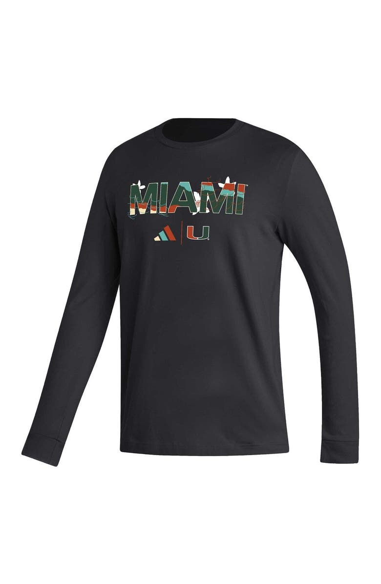 adidas Men's adidas Black Miami Hurricanes Honoring Black Excellence Long Sleeve T-Shirt, Alternate, color, Black