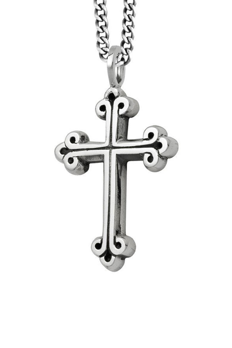 Medium Traditional Cross Pendant, Main, color, Silver