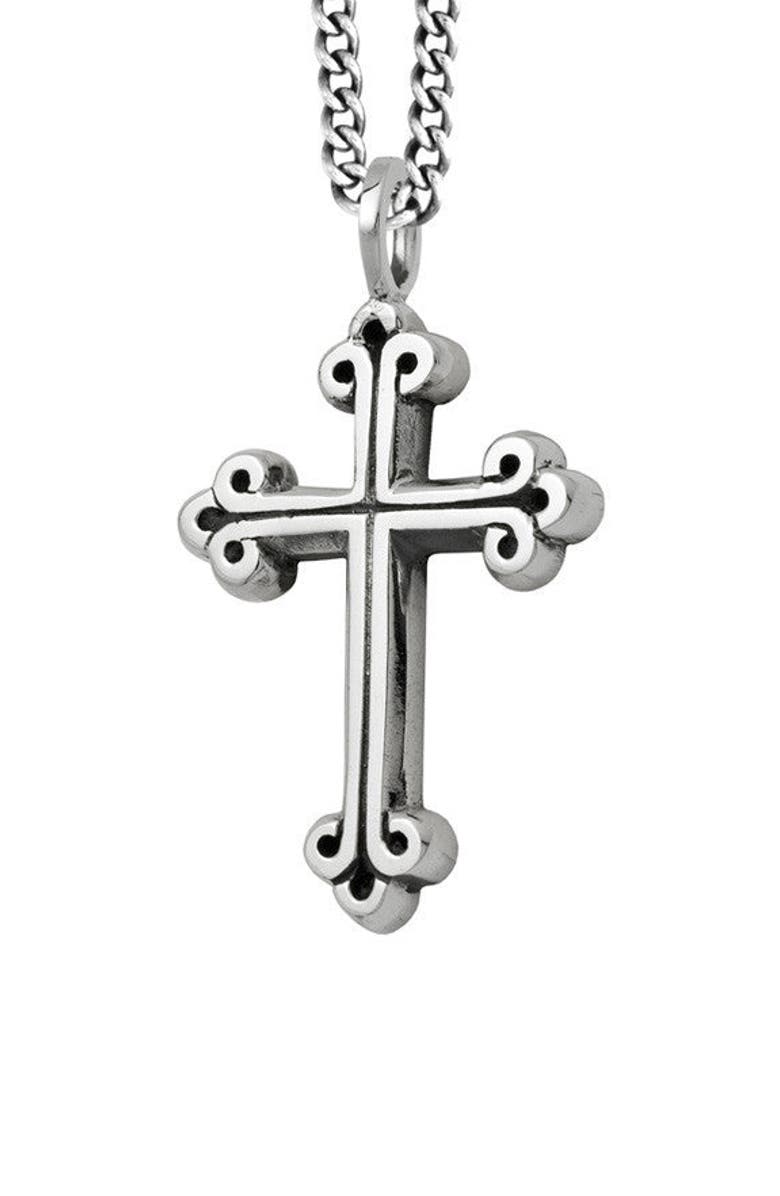 King Baby Studio Medium Traditional Cross Pendant, Main, color, Silver