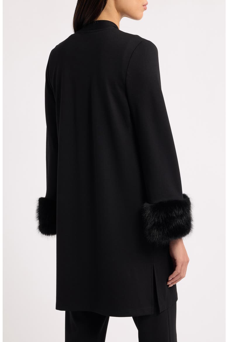 Faux Fur Trim Cardigan, Alternate, color, ANNE BLACK