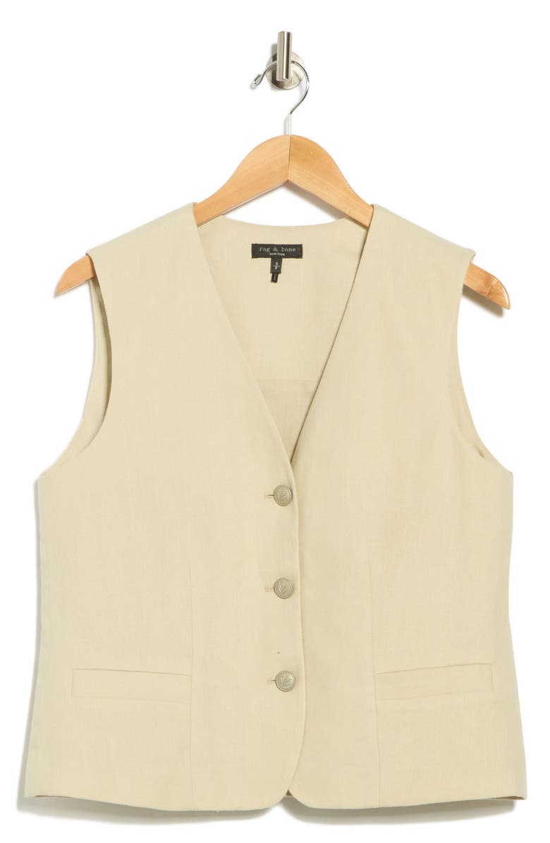 rag & bone Albany Solid Cotton & Linen Vest, Alternate, color, Sand