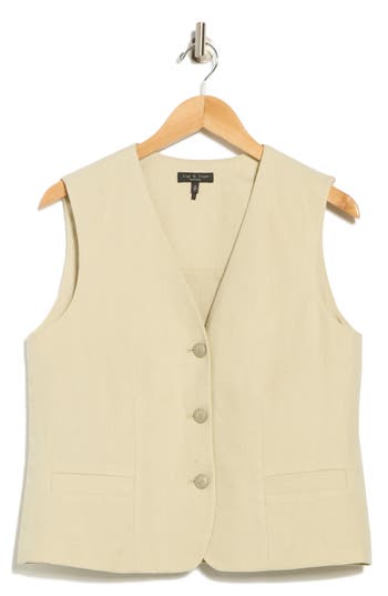 Rag & Bone Albany Solid Cotton & Linen Vest In Neutral