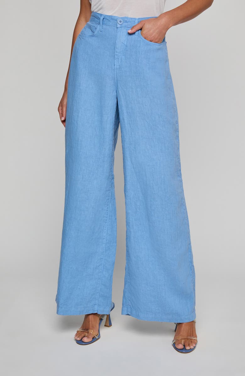L'AGENCE Amara Wide Leg Linen Pants, Main, color, Allure Blue