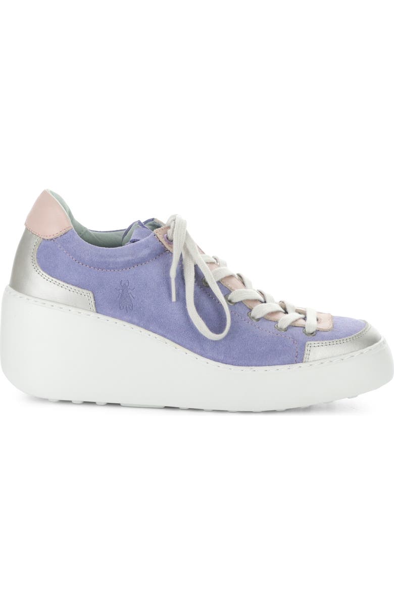 Fly London Dufy Platform Wedge Sneaker, Alternate, color, Silver/ Plpink/ Violet