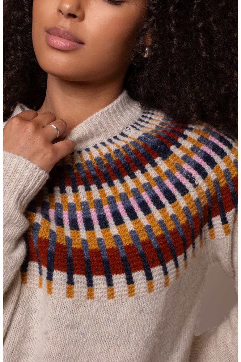 Stitch Yoke High Neck Sweater, Alternate, color, Oatmeal
