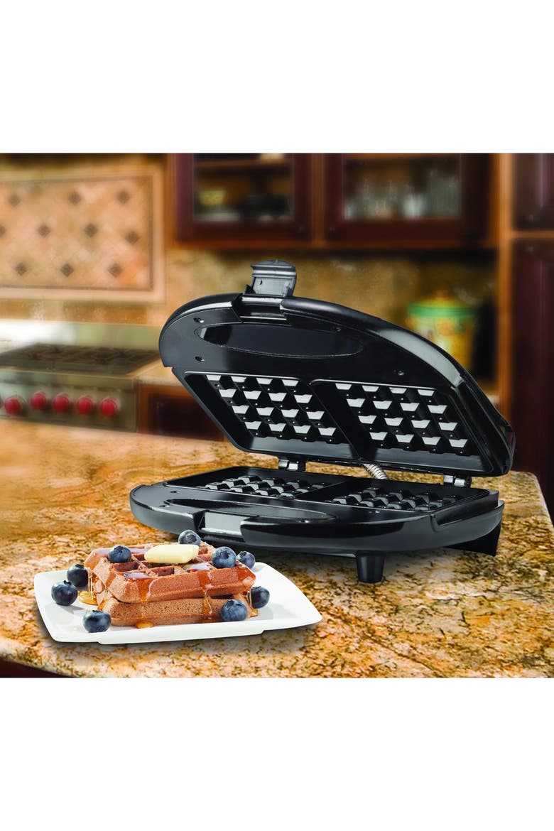 Dual Waffle Maker, Alternate, color, BLACK AND STAINLESS STEEL