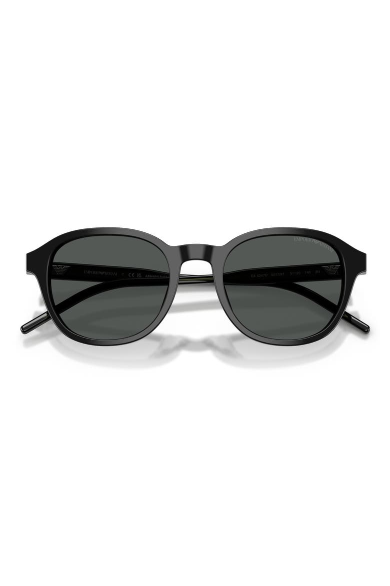 51mm Pillow Sunglasses, Alternate, color, SHINY BLACK / DARK GREY