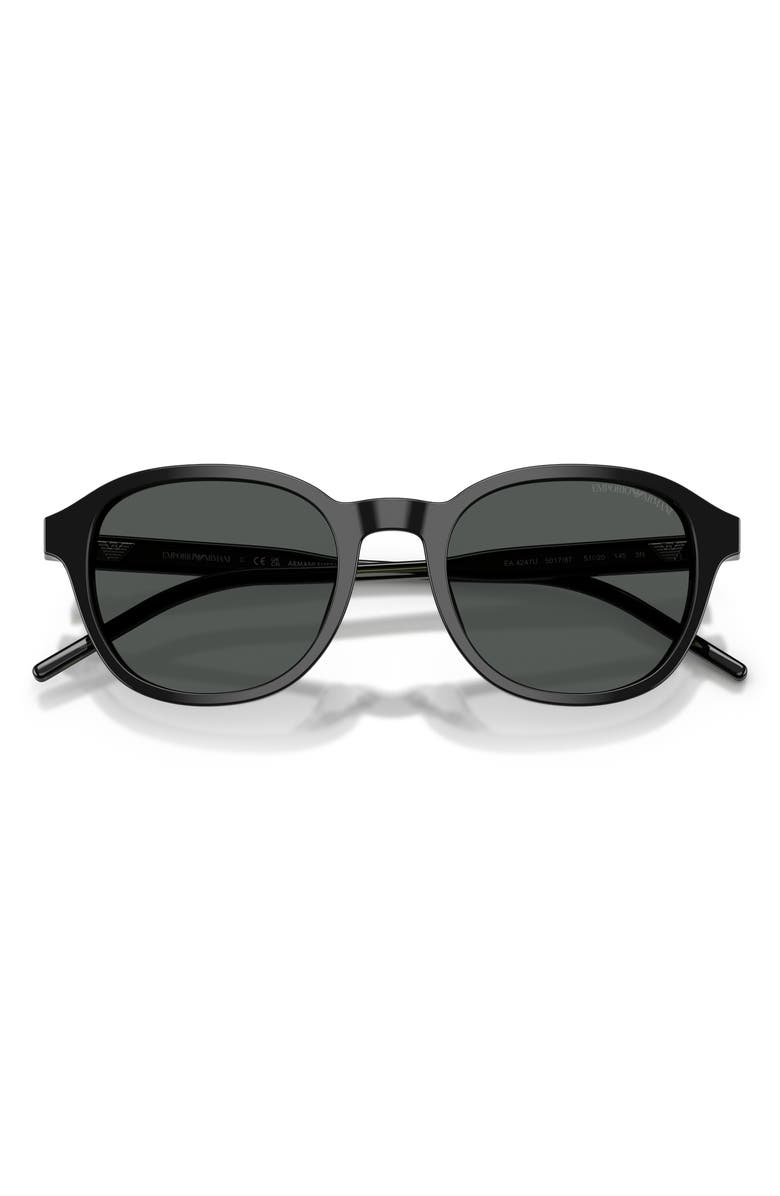 Emporio Armani 51mm Pillow Sunglasses, Alternate, color, Shiny Black / Dark Grey