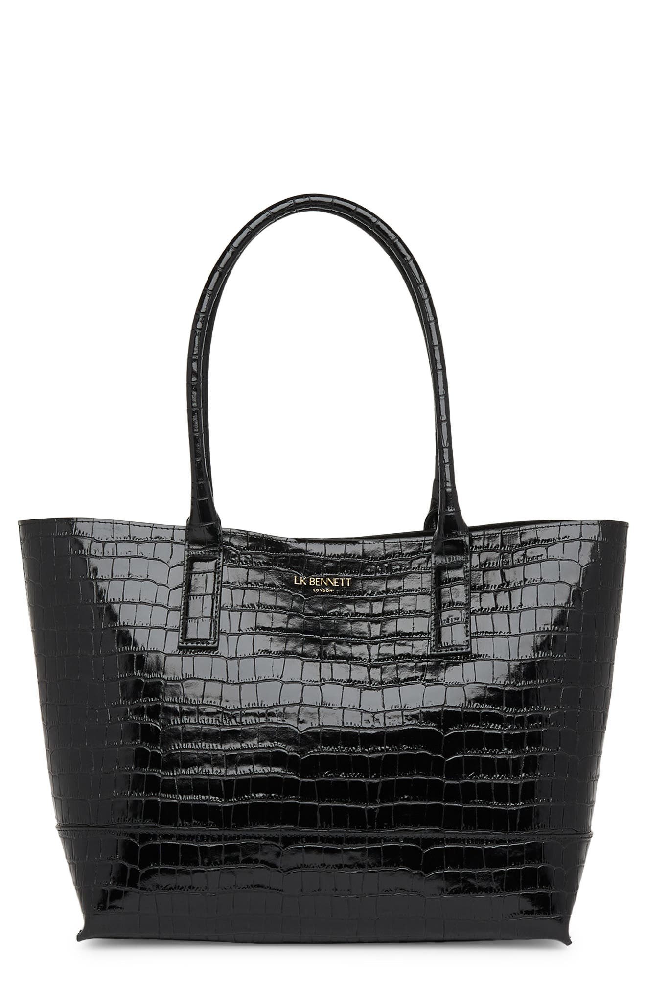 LK Bennett Lacey Croc Texture Tote, Main, color, 