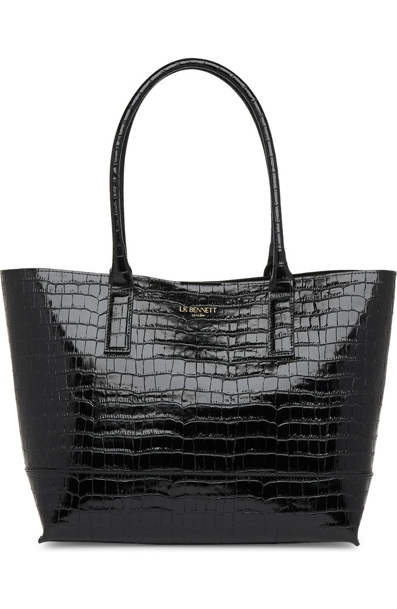 LK Bennett Lacey Croc Texture Tote, Main, color,