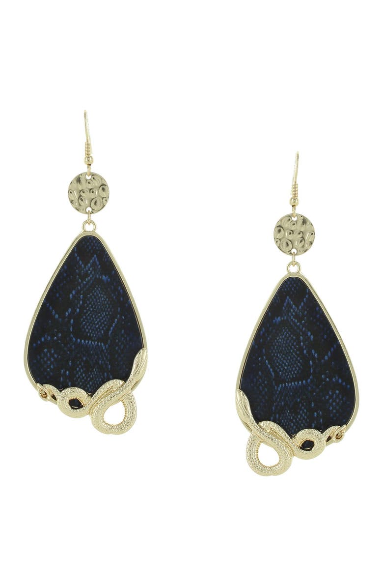 OLIVIA WELLES Diane 14K Yellow Gold Plated Textured Snake Drop Earrings, Main, color, 