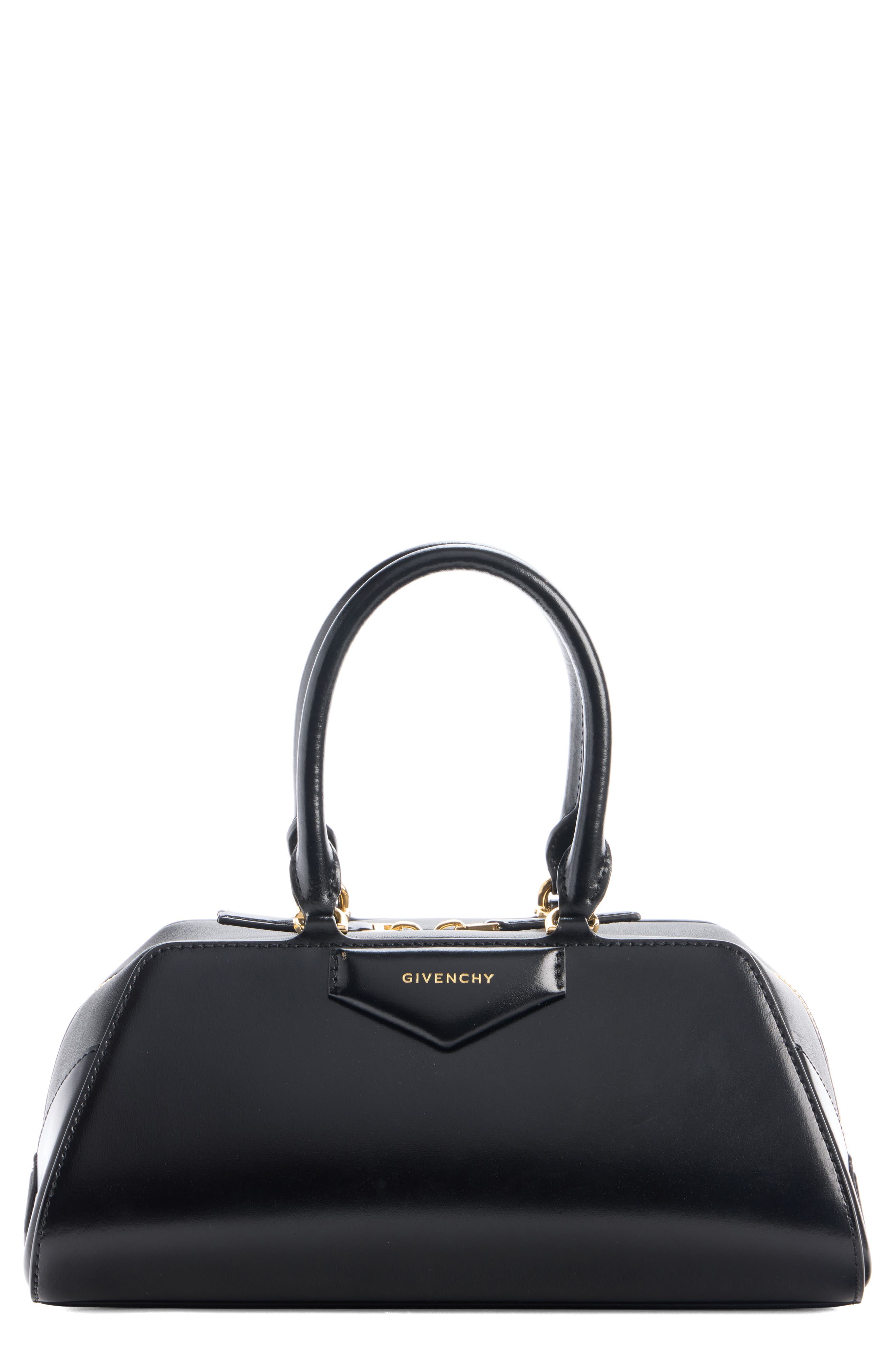 Givenchy Mini Antigona Leather East/West Satchel, Main, color, 001-Black