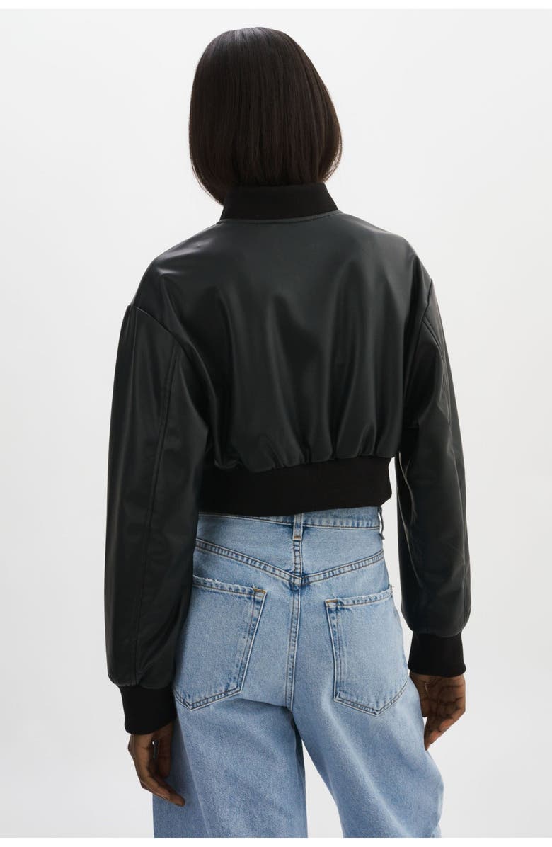 LAMARQUE EVELIN | Faux Leather Cropped Bomber, Alternate, color, Black