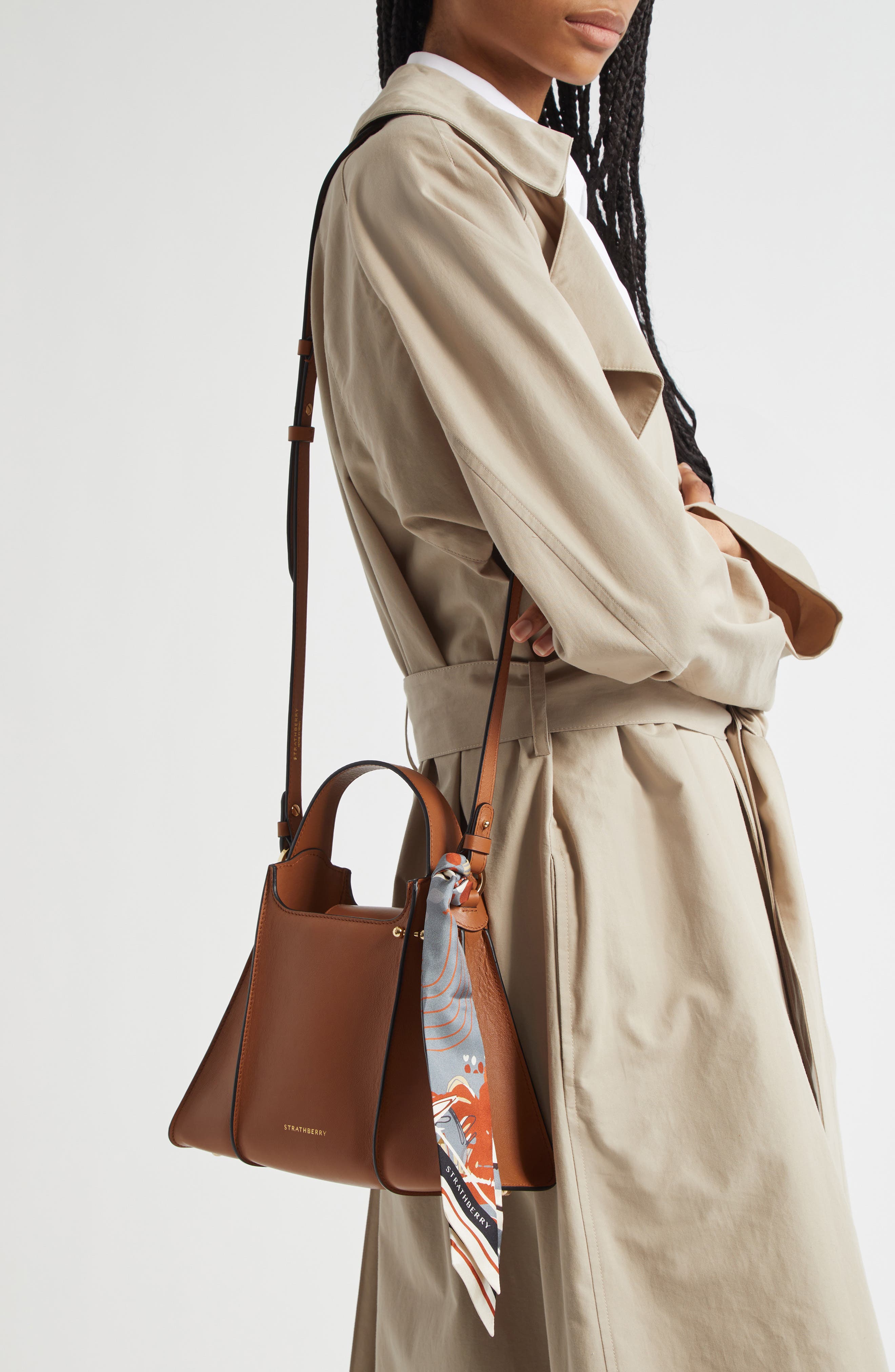 Strathberry Arkshell Top Handle Leather Bag, Alternate, color, 