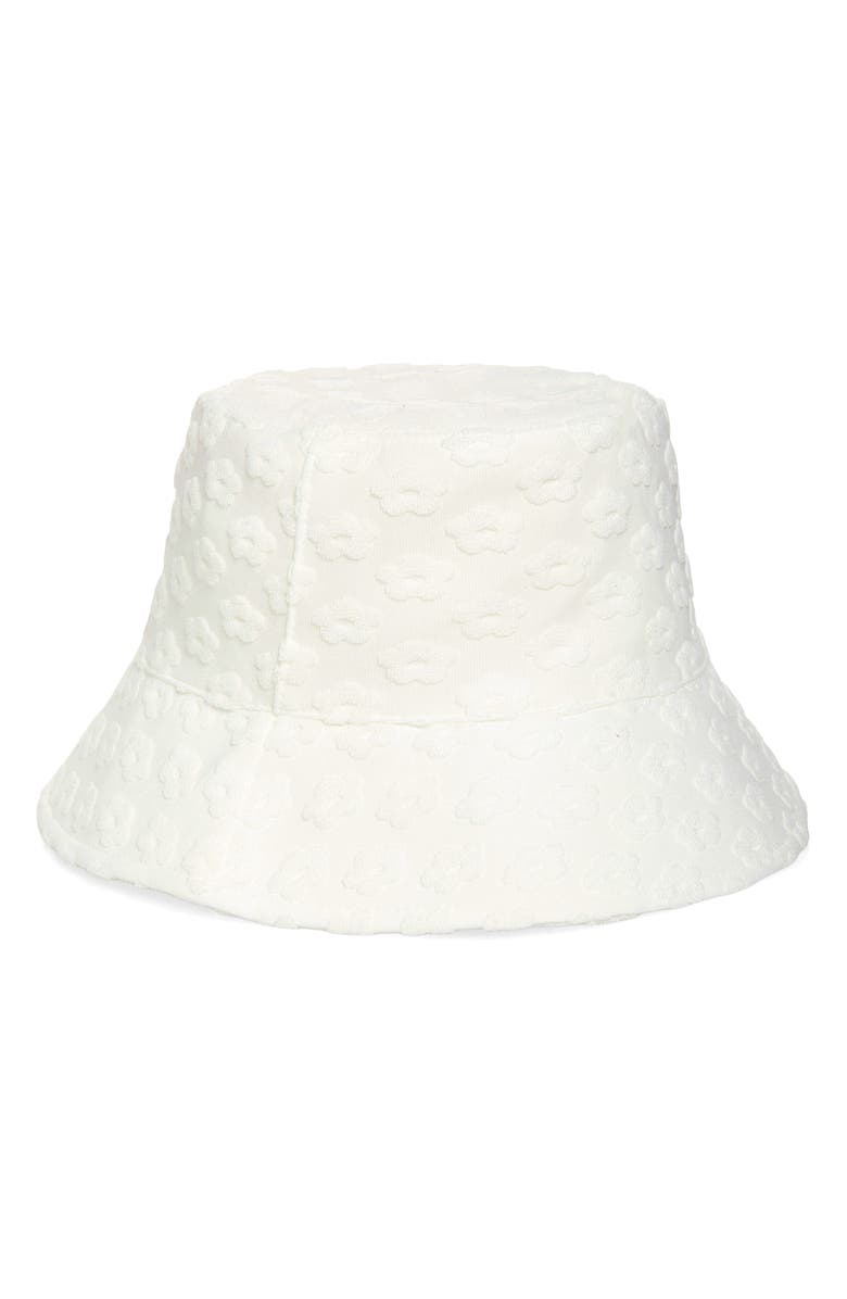 The Accessory Collective Kids' Floral Jacquard Cotton Terry Bucket Hat, Main, color, White